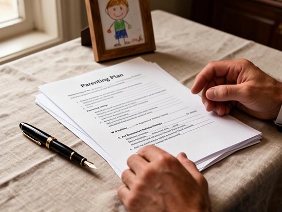 Custody image of Parenting plan being reviewed
