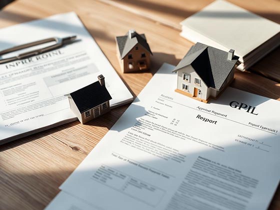 Equitable Distribution image of document on a desk with toy house images